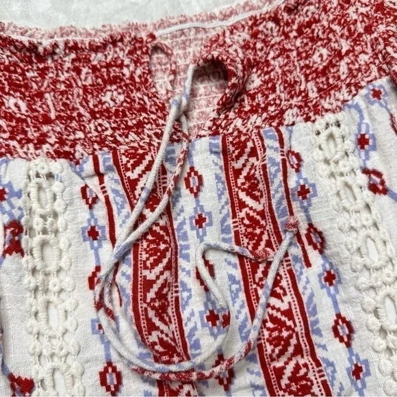 Saylor x Revolve Blossom Off The Shoulder Boho Printed Mini Dress in White Red S - Picture 7 of 15